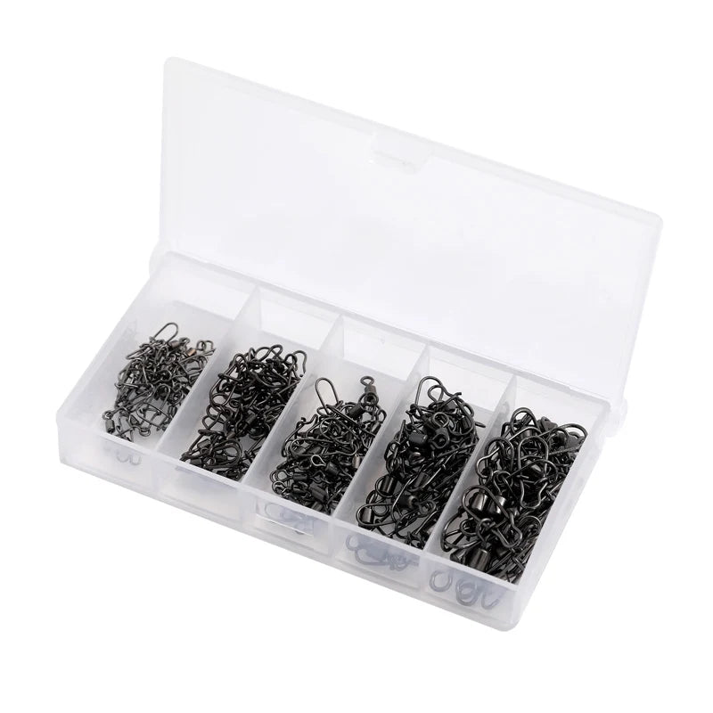 50pc/box Stainless Steel Fishing Swivel with Snap Fishhook
