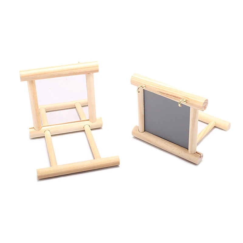 Wooden Bird Mirror With Perch