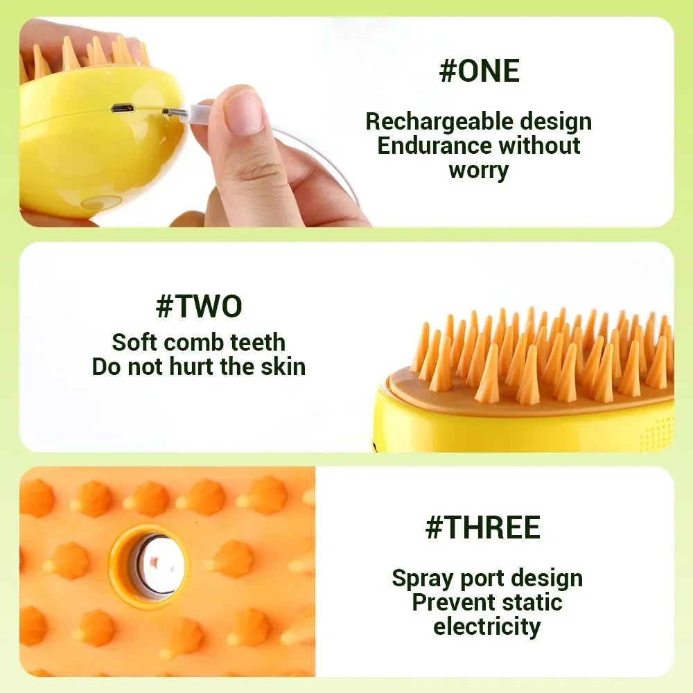 3 in 1 Pet Grooming Steam Brush