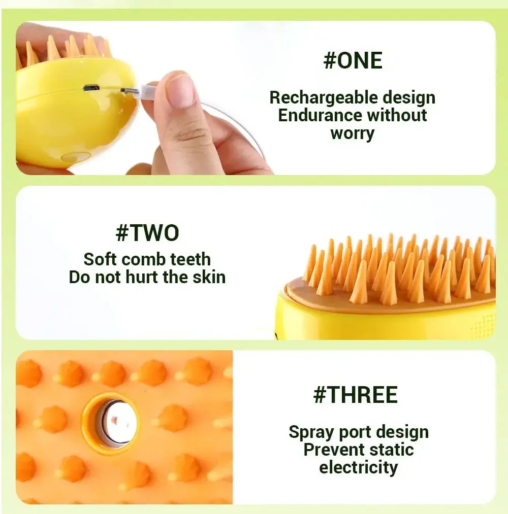 3 in 1 Pet Grooming Steam Brush