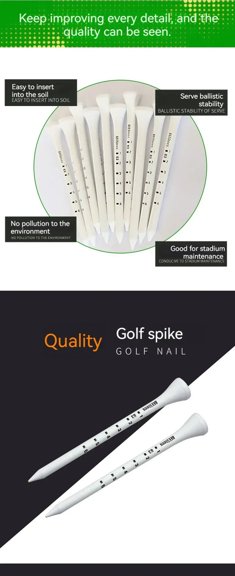 50pcs Durable Wooden Golf Tees
