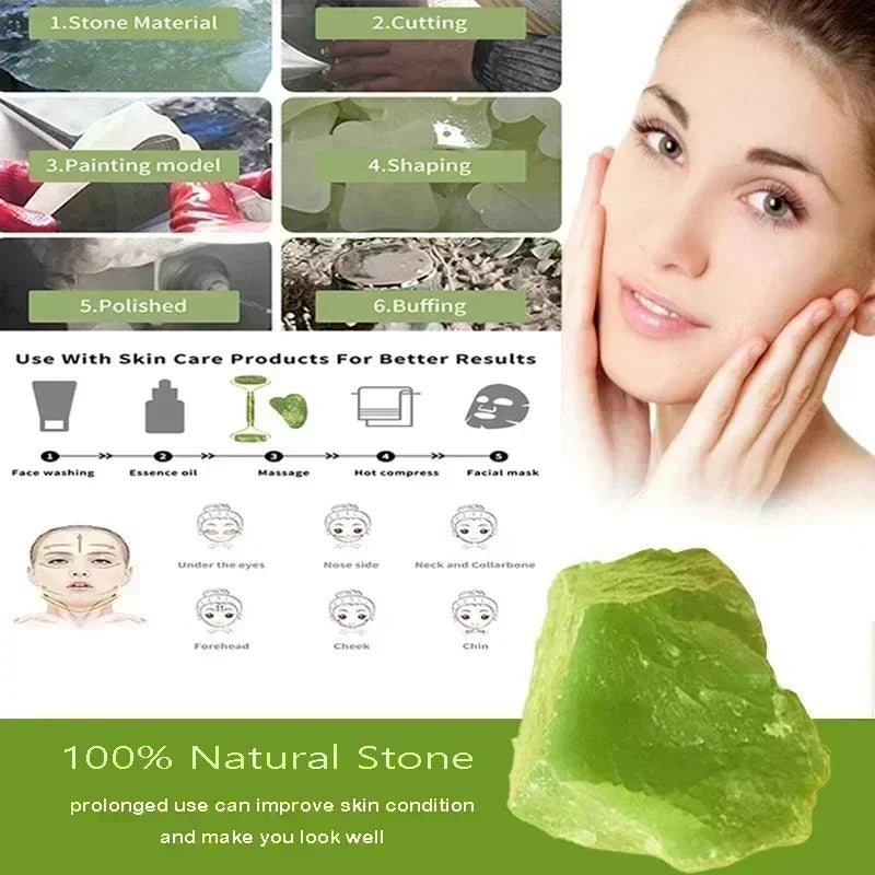 Natural Jade Roller + Gua Sha Natural Stone