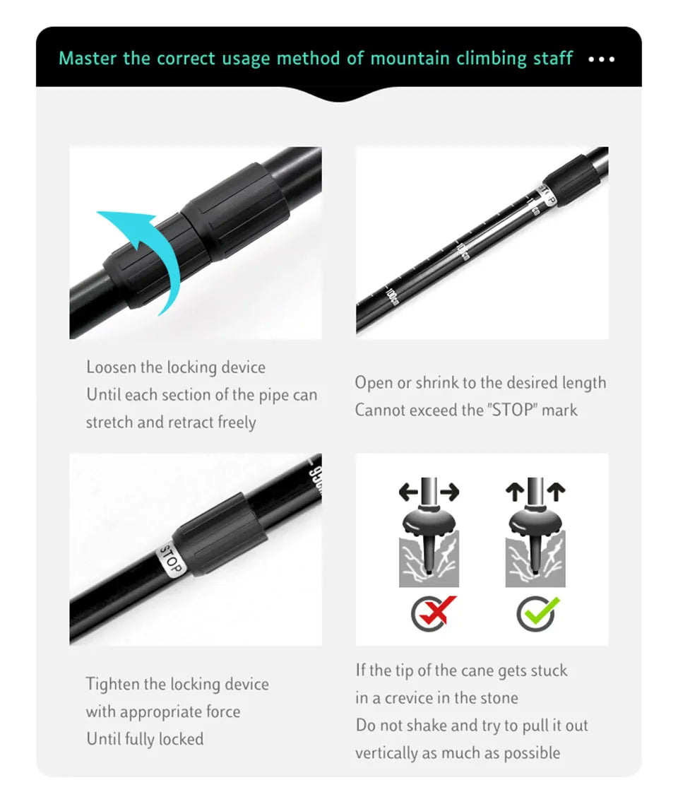 Aluminium Alloy Telescopic Hiking Pole