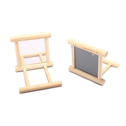 Wooden Bird Mirror With Perch
