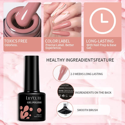 LILYCUTE 6Pcs/Set 7ML Gel DIY Nail Polish