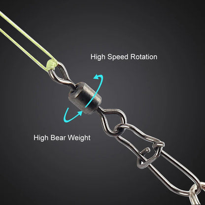 50pc/box Stainless Steel Fishing  Swivel with Snap Fishhook
