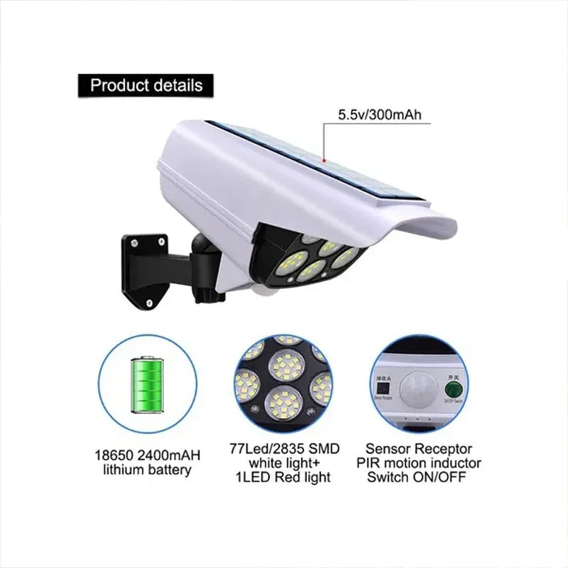LED Motion Sensor Solar Light Dummy Security Camera