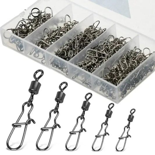 50pc/box Stainless Steel Fishing  Swivel with Snap Fishhook